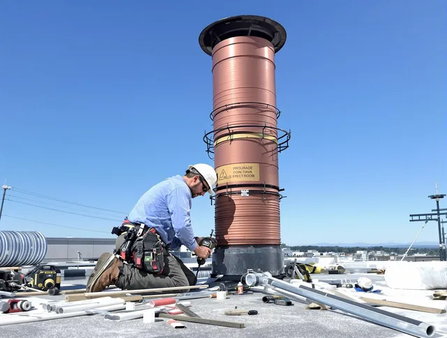 Installed chimney liner by Medfield Chimney Sweep in Medfield, MA