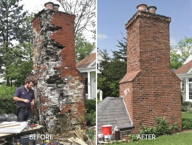 Medfield Chimney Sweep performing a full chimney restoration in Medfield, MA