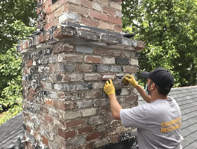 In-progress chimney restoration by Medfield Chimney Sweep in Medfield, MA