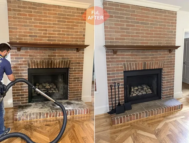 Medfield Chimney Sweep carefully sanitizing a fireplace in Medfield, MA