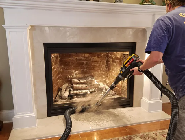 Fireplace cleaning performed by Medfield Chimney Sweep in Medfield, MA