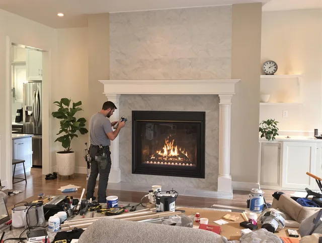 Newly installed fireplace by Medfield Chimney Sweep in Medfield, MA